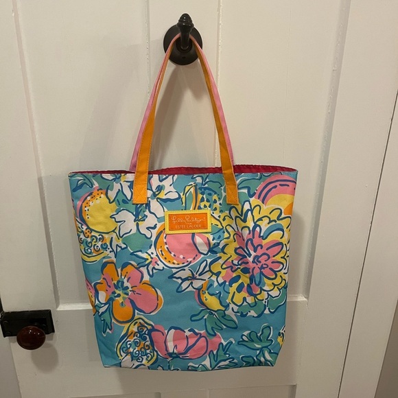 Lilly Pulitzer for Estee Lauder Canvas Shoulder Tote - Picture 1 of 8